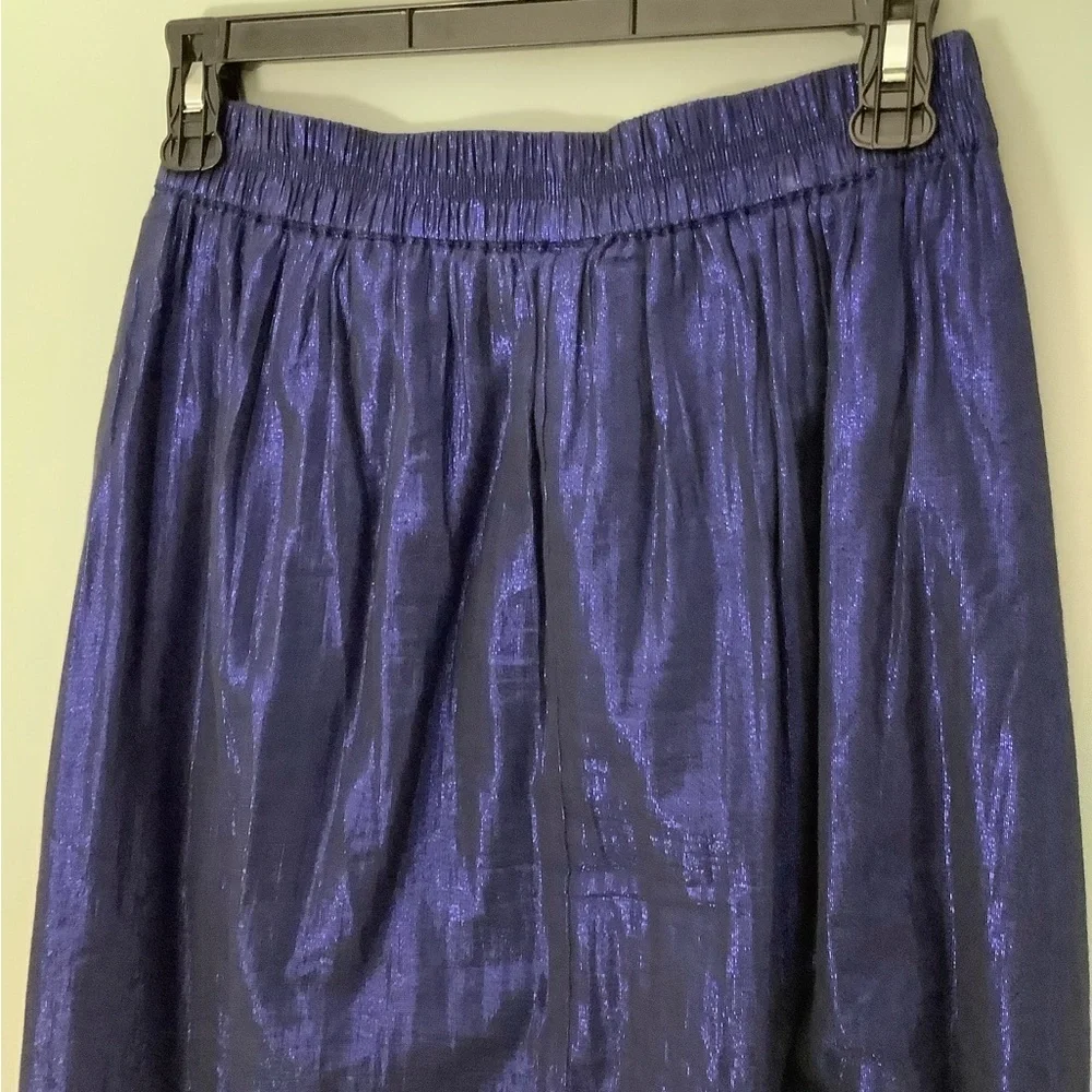 J. Crew Blue Metallic Midi Skirt with Pockets Size 0